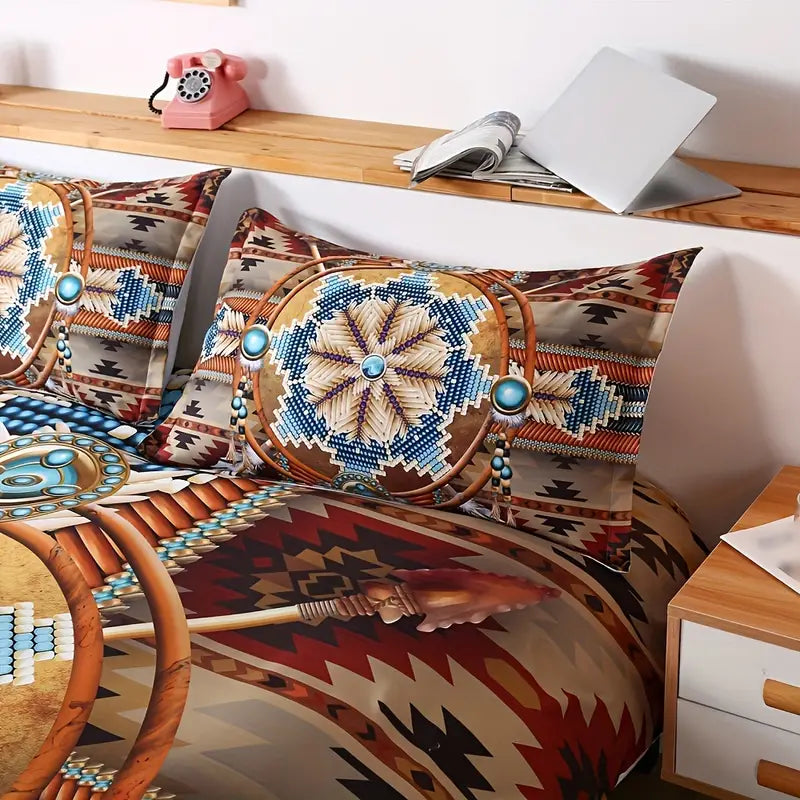 Native American Print 3-Piece Duvet Bedding Set – Queen