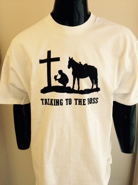 “Talking to the Boss” Western Praying Cowboy T-Shirt