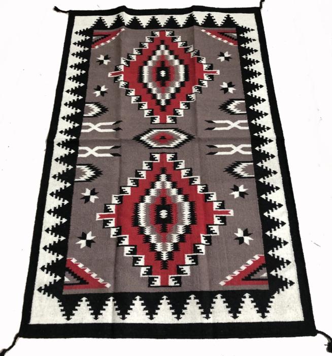 Hand Woven Wool Trading Post Rug – 4′ x 6′