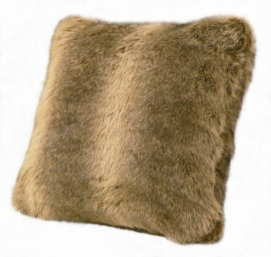 Faux Wolf Fur Decorative Pillow – 18″ X 18″