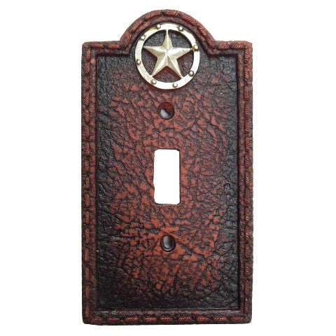 Western Leather Grain & Star Single Switch Plate