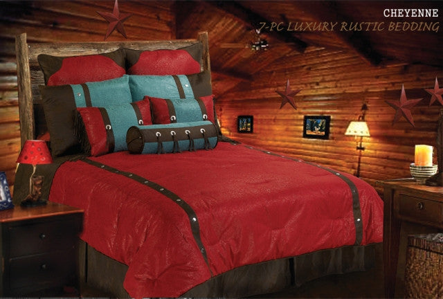 “Cheyenne Red” Tooled Faux Leather 5-Pc. Comforter Set Twin