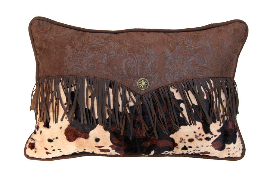 “Caldwell” Cowhide Fringed Envelope Pillow