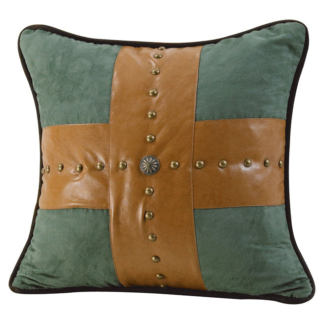 “Las Cruces” Western Turquoise Studded Cross Pillow