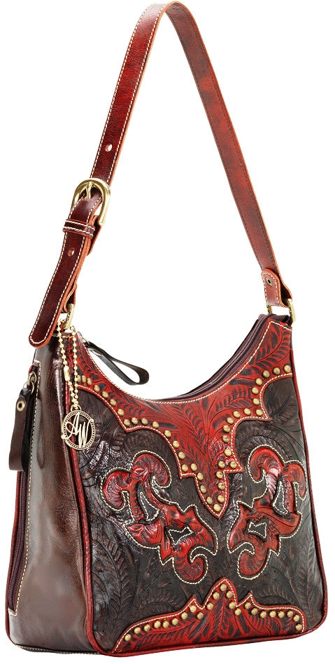 “Annie’s Secret – Crimson & Chocolate” Western Leather Shoulder Bag by American West