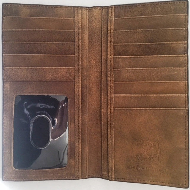 Twisted-X Medium Brown Distressed Rodeo Wallet with Praying Cowboy