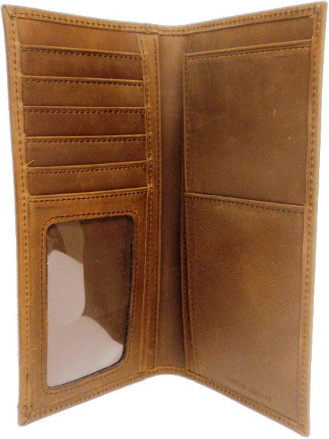 Western Brown Leather Rodeo Wallet with Triple Hair-On Inlay Crosses