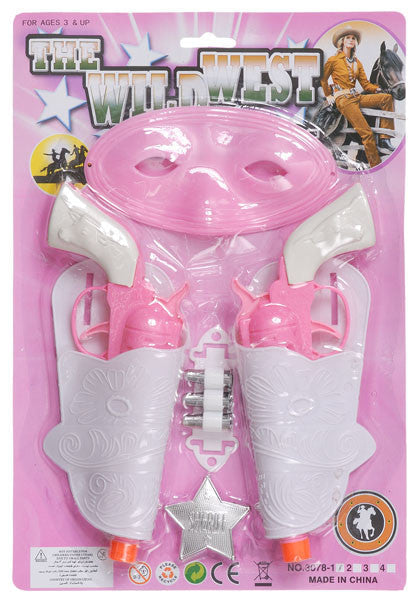 Pink Double Holster Cowgirl Set with Mask