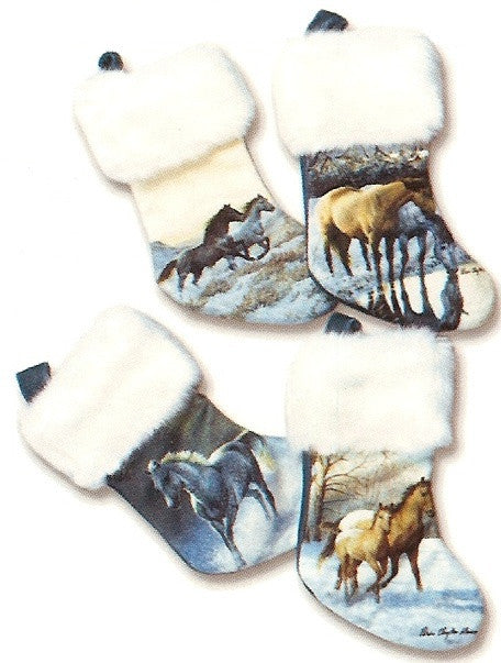 Horse-Themed Christmas Stocking Ornaments (Set of 4)