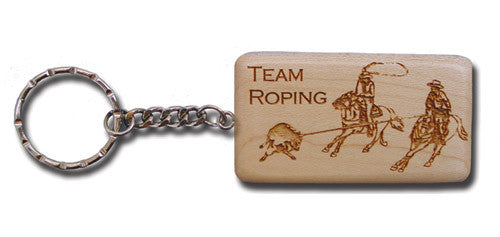 “Team Roping” Wooden Key Chain