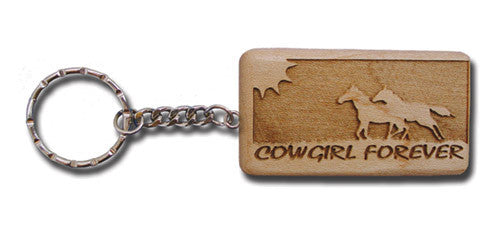 “Cowgirl Forever” Wooden Key Chain