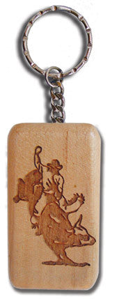 “Bull Rider” Wooden Key Chain