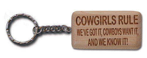 “Cowgirls Rule” Wooden Key Chain