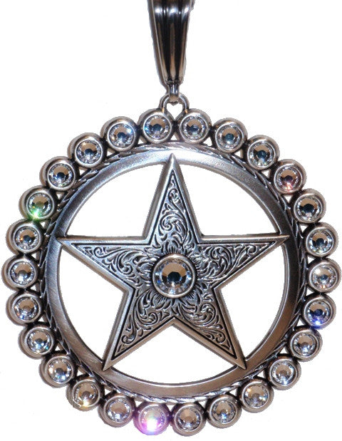 Western Silver Star Pendant with CZ Stones