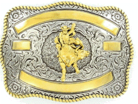 Western Trophy Buckle with Bull Rider and Free Engraving