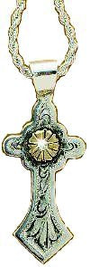 Western Silver & Gold Floral Cross Necklace