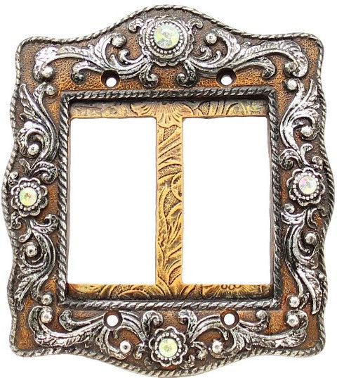 Western Buckle Shaped Double Light Switch Plate