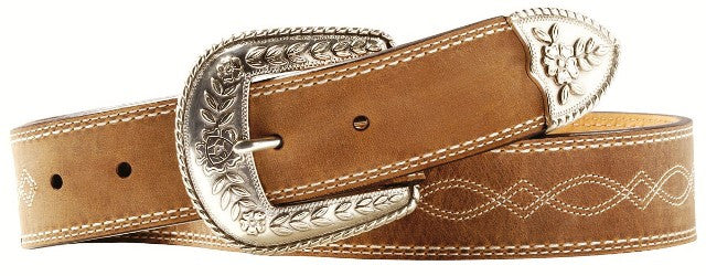 Ladies’ Western Medium Brown Distressed Belt 1-1/2″