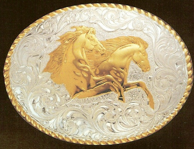 “Two Horses” Crumrine Belt Buckle