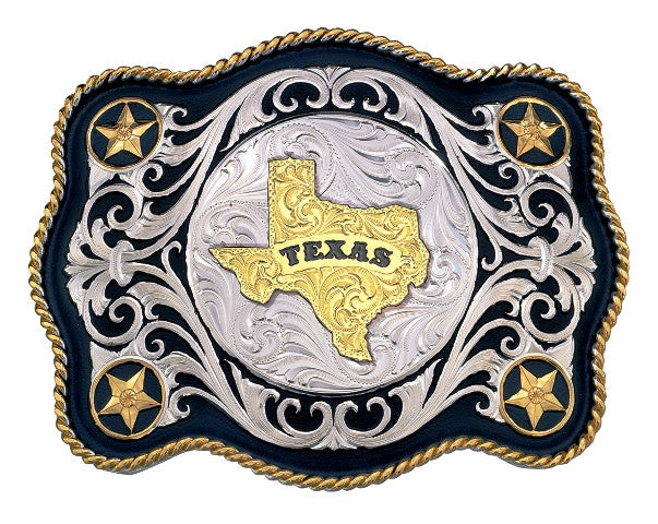 Scalloped Sheridan Style Western Belt Buckle – Texas