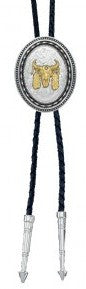 Ceremonial Skull Barbed Wire Bolo Tie