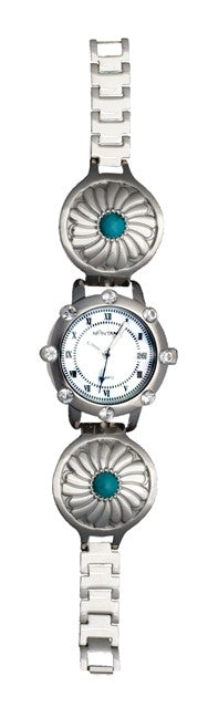 Western Desert Flower Concho Bracelet Watch