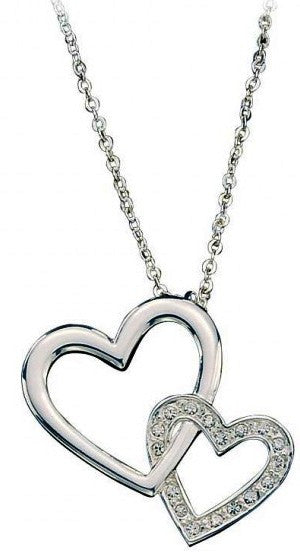 Western Double Heart with Crystal Necklace