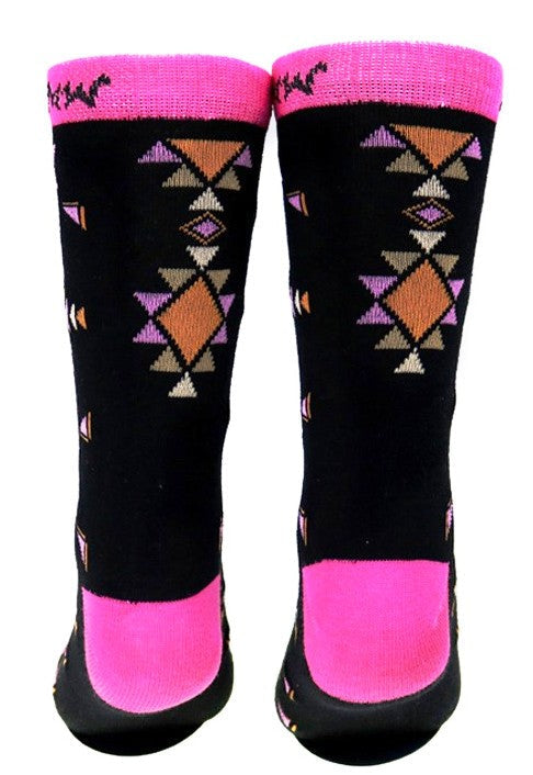 Aztec Southwestern Socks – Black/Pink