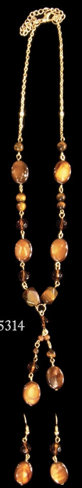 Western Brown Shell Necklace with Matching Earrings