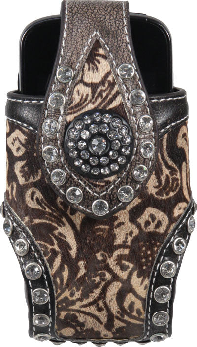 Western Horse Hair Cell Phone Holder with Rhinestones