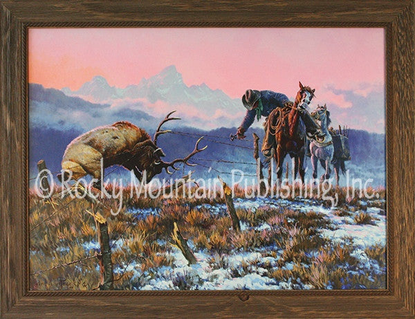 “Down to the Wire” Western Canvas Framed Print (11″ x 15″)