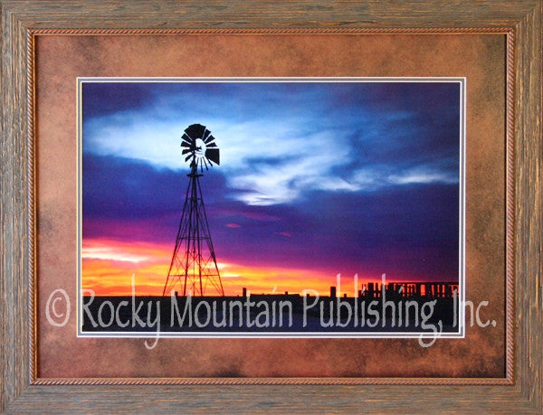 “Fade Into Light” Western Windmill Framed & Matted Print – 22″ x 30″