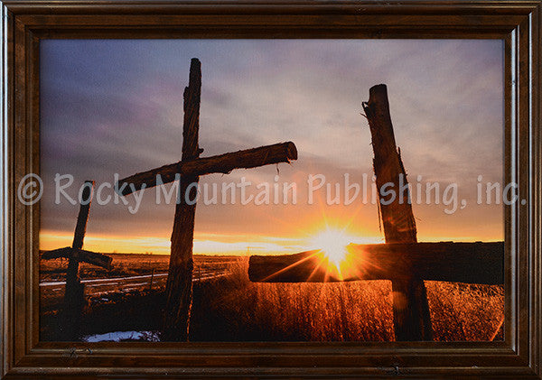 “Three Crosses” Western Framed Canvas Print