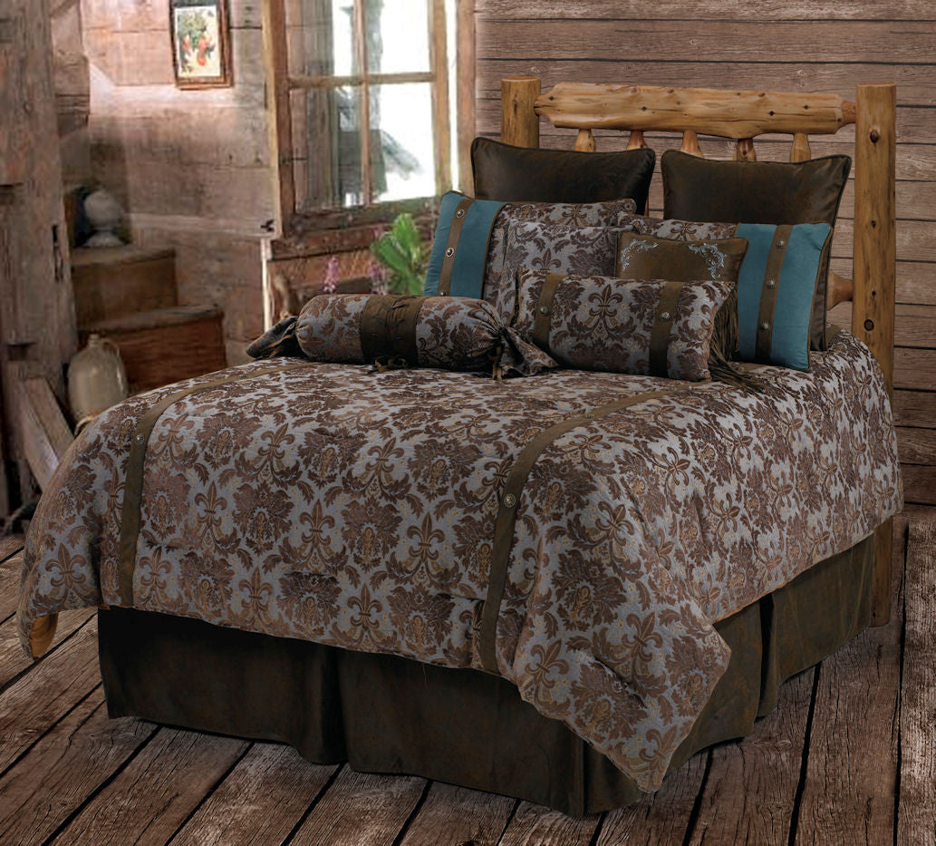 (RWBA9187-SK) “Fleur De Lis” Western 5-Piece Bedding Set – Super King