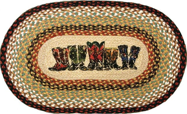 Cowboy Boots Jute Oval Accent Rug