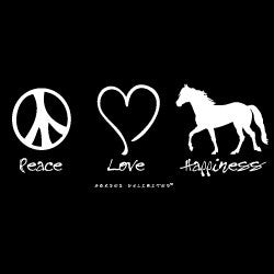 “Peace, Love, Happiness” Western Horse Hoodie