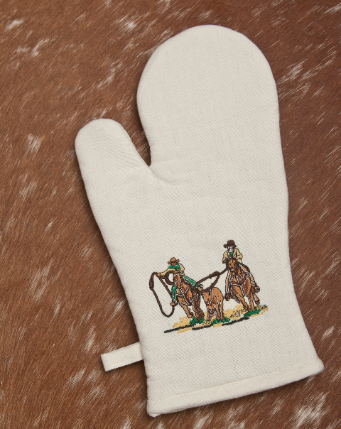 “Team Roper” Western 100% Cotton Embroidered Oven Mitt