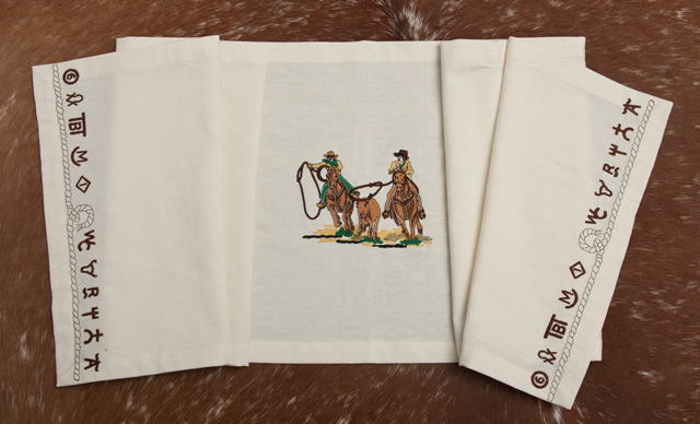 “Team Roper” 100% Cotton Embroidered Table Runner