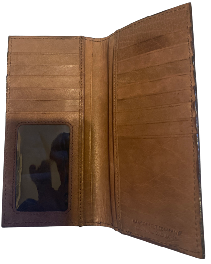Western Rodeo Wallet with Tapestry Edge and Basketweave Leather – Earthtone