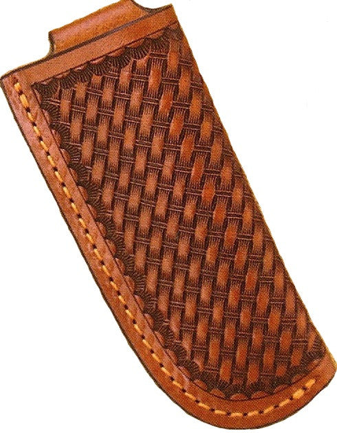 Western Tan Leather Basketweave Knife Sheath