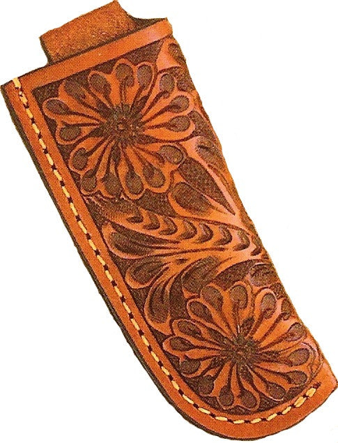 Western Tan Tooled Leather Knife Sheath