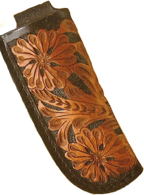 Western Tan & Black Tooled Leather Knife Sheath