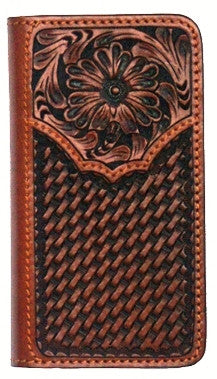 Western Tooled/Basketweave Cell Phone Holder/Wallet for iPhone 6 Plus